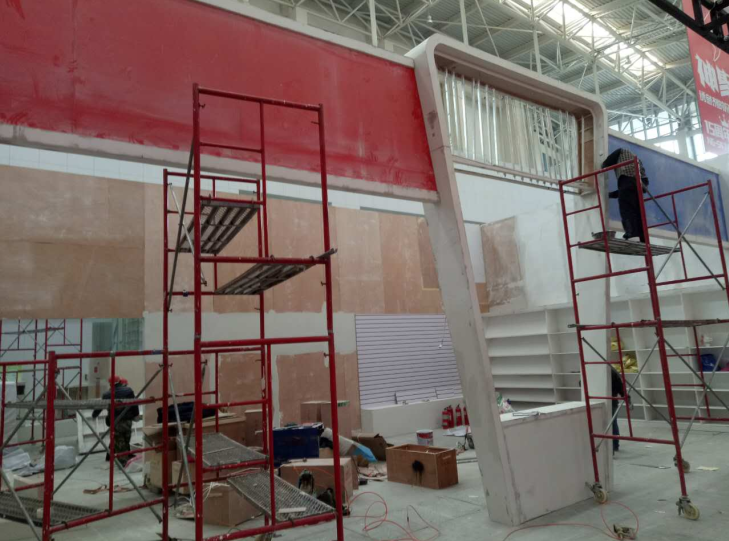 展台搭建 现场施工 工人活动 展台搭建 现场施工 工人活动